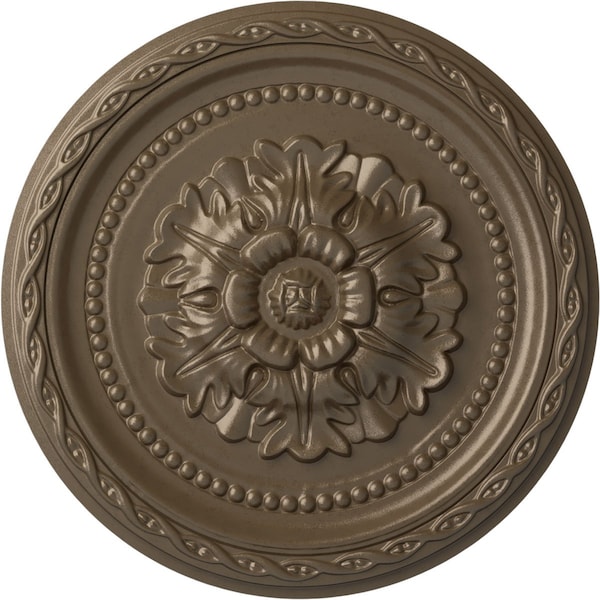 Ekena Millwork Palmetto Ceiling Medallion, Hand-Painted Warm Silver, 11 1/2"OD x 1"P CM11PAWSS - main